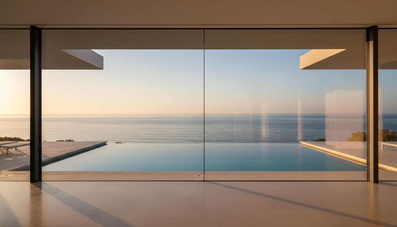 Villa with clear smart glass